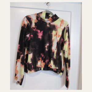 BP Nordstrom XL Multicolor Abstract Print Mock Neck Long Sleeve Top